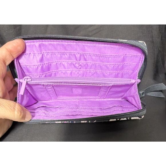 Vera Bradley Zip Around Mimosa Medallion Navy Purple Quilted - Picture 5 of 6